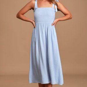 Smocked Tie-Strap Midi Dress - Size XS